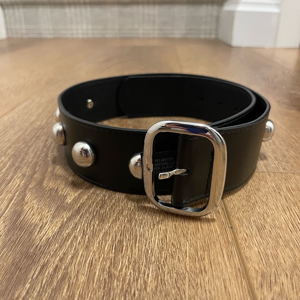 Mango Black Belt with Silver Accents